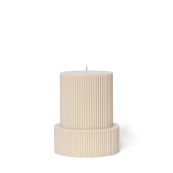 Blockljus Kant Rillat 15x12cm Beige
